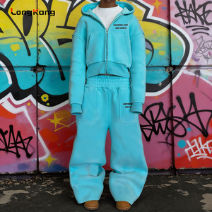Y2K Wide Leg Baggy Sweatpants Drop Shoulder Hoodie Custom Factory