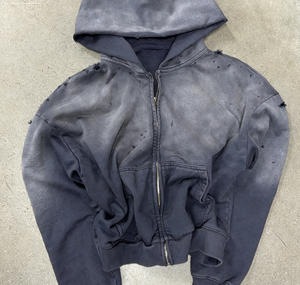 Heavyweight Distressed Acid Wash Hoodie Custom OEM China