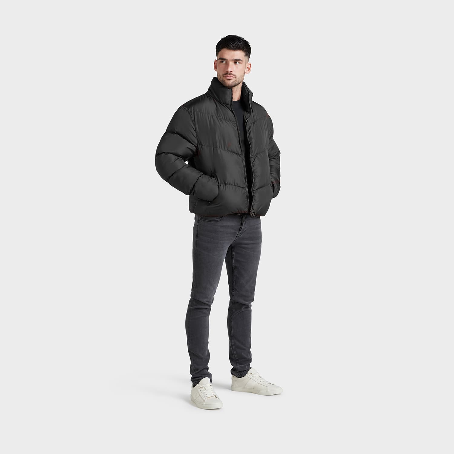 Insulated black streetwear puffer jacket