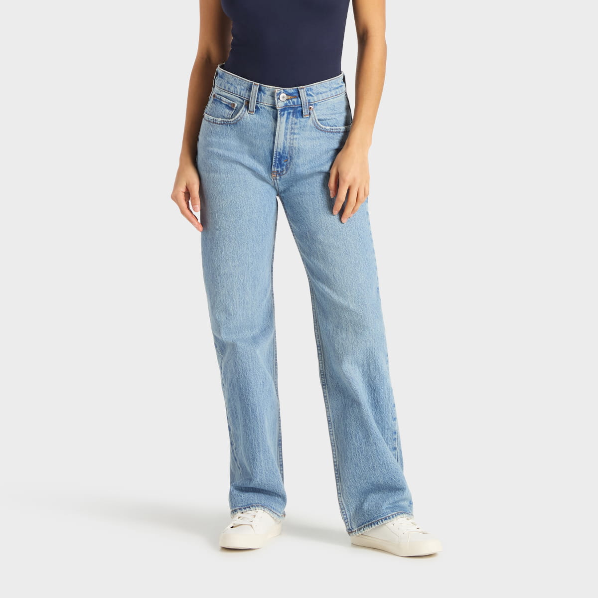 Custom washed denim jeans