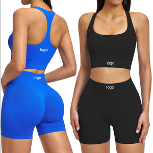 2pcs Racerback Sports Bra and Breathable Workout Shorts