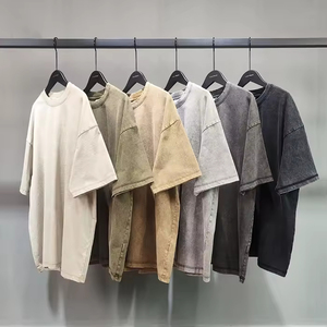 Vintage Solid Cotton Washed Tshirt Drop Shoulder Custom Own Brand T-shirt Heavyweight Oversized Streetwear T Shirts For Men